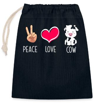 Paix amour vache illustration - Sac cadeau en coton avec cordon (25 x 30 cm) - bleu marine - Devant
