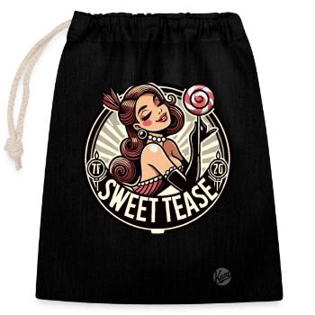 Femme burlesque de dessin animé rétro avec sucette - Sac cadeau en coton avec cordon (25 x 30 cm) - noir - Devant