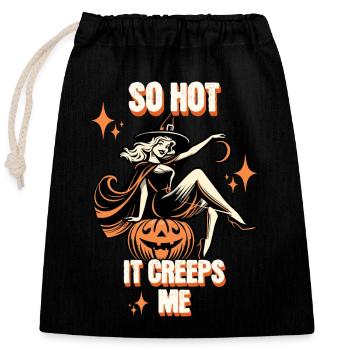 tellement chaud que ça me fait peur Lustiger Halloween Spruch - Sac cadeau en coton avec cordon (25 x 30 cm) - noir - Devant