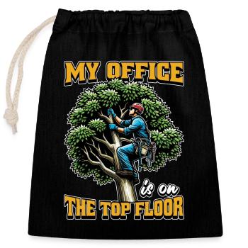 Logging My Office Is On The Top Floor Tree Climber - Verschließbarer Geschenkbeutel aus Baumwolle (25x30cm) - Schwarz - Vorne