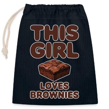 Brownies Spruch Mädchen Lustiges Brownie Geschenk - Verschließbarer Geschenkbeutel aus Baumwolle (25x30cm) - Navy - Vorne