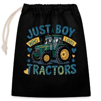 Tracteur Trekker Agriculteur Agriculteur Ferme Tracteur Champ - Sac cadeau en coton avec cordon (25 x 30 cm) - noir - Devant