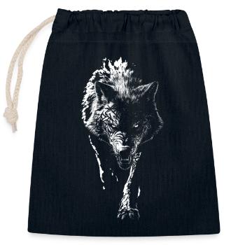 Wolf Norse Germanen Wikinger Nordische Mythologie - Verschließbarer Geschenkbeutel aus Baumwolle (25x30cm) - Navy - Vorne