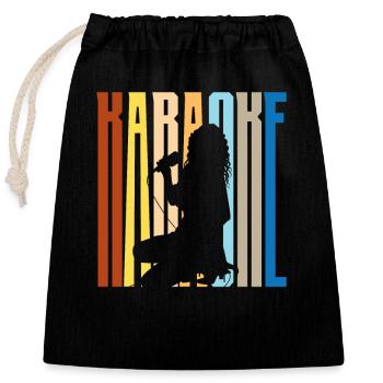 Karaoké Chanteur Silhouette Rétro - Sac cadeau en coton avec cordon (25 x 30 cm) - noir - Devant