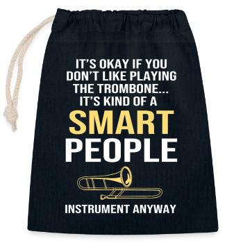Trombone - Sac cadeau en coton avec cordon (25 x 30 cm) - bleu marine - Devant