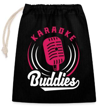Karaoké Buddies Microphone Style Rétro - Sac cadeau en coton avec cordon (25 x 30 cm) - noir - Devant