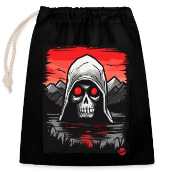 Skull Grim Reaper - Closable cotton gift bag (25x30cm) - black - Front