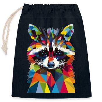 Raton laveur - Sac cadeau en coton avec cordon (25 x 30 cm) - bleu marine - Devant