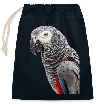 African Grey - Closable cotton gift bag (25x30cm) - navy - Front
