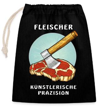FLEISCHER KÜNSTLERISCHE PRÄZISION - Verschließbarer Geschenkbeutel aus Baumwolle (25x30cm) - Schwarz - Vorne