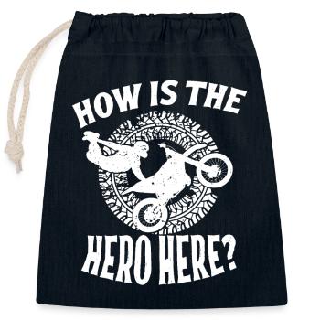 Dirt Bike Rider Hero Here MX Motocross Supercross - Closable cotton gift bag (25x30cm) - navy - Front