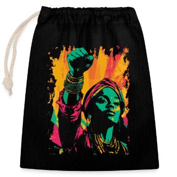 Kriegerisches Heritage Black History Month Design - Verschließbarer Geschenkbeutel aus Baumwolle (25x30cm) - Schwarz - Vorne