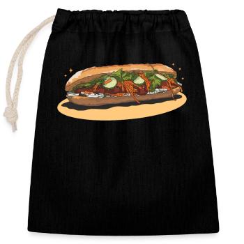 Banh Mi Bánh Mì Geschenke - Verschließbarer Geschenkbeutel aus Baumwolle (25x30cm) - Schwarz - Vorne