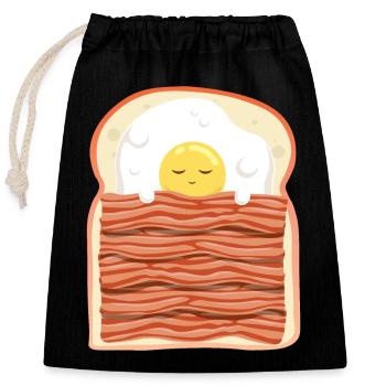 Oeuf dormant au bacon Bacon de porc - Sac cadeau en coton avec cordon (25 x 30 cm) - noir - Devant