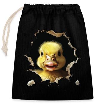 Canard - Sac cadeau en coton avec cordon (25 x 30 cm) - noir - Devant