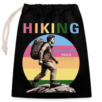BERGSTEIGER HIKING - Verschließbarer Geschenkbeutel aus Baumwolle (25x30cm) - Schwarz - Vorne