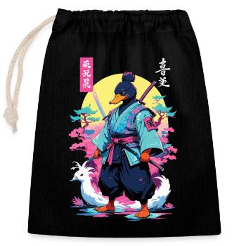 Samouraï Canard Esthétique Vaporwave Style Japon Art - Sac cadeau en coton avec cordon (25 x 30 cm) - noir - Devant