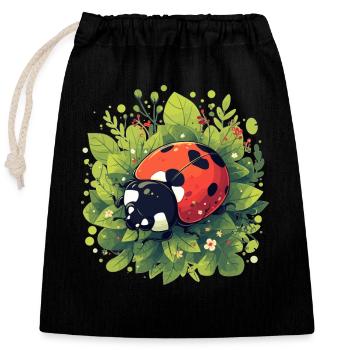 Ladybug Marienkäfer - Closable cotton gift bag (25x30cm) - black - Front
