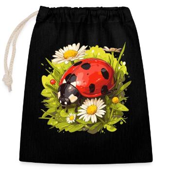 Ladybug Marienkäfer - Closable cotton gift bag (25x30cm) - black - Front