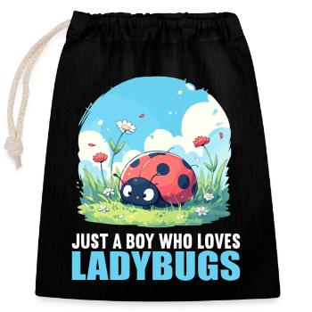 Ladybug Marienkäfer - Closable cotton gift bag (25x30cm) - black - Front
