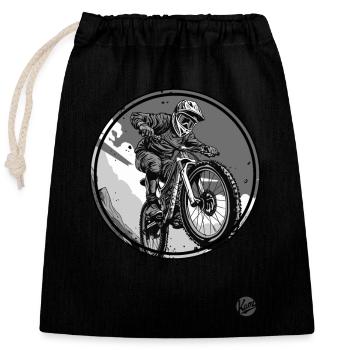 Downhill Mountain Bike - Closable cotton gift bag (25x30cm) - black - Front