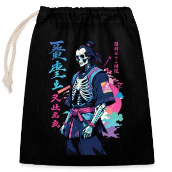 Oni Skeleton Samurai Vaporwave Esthétique - Sac cadeau en coton avec cordon (25 x 30 cm) - noir - Devant
