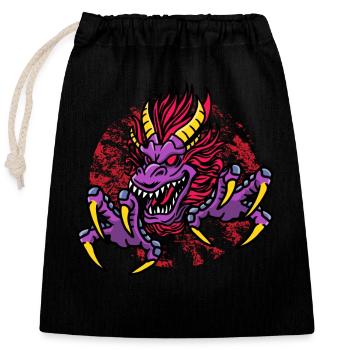 Fantasy Magic Dragon in Dungeon - Closable cotton gift bag (25x30cm) - black - Front