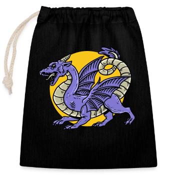 Fantasy RPG Dragon Magic Dungeon - Closable cotton gift bag (25x30cm) - black - Front