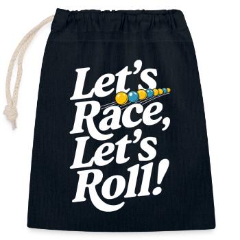Des aventures palpitantes de courses de billes pour les passionnés - Sac cadeau en coton avec cordon (25 x 30 cm) - bleu marine - Devant