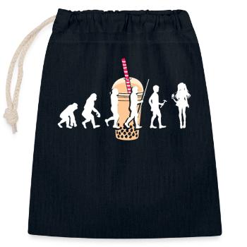 Thé à bulles Boba BubbleTea Kawaii Japan Tea Kpop - Sac cadeau en coton avec cordon (25 x 30 cm) - bleu marine - Devant