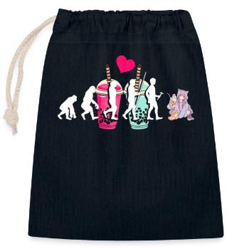 Thé à bulles Boba BubbleTea Kawaii Japan Tea Kpop - Sac cadeau en coton avec cordon (25 x 30 cm) - bleu marine - Devant