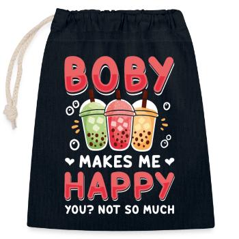 Thé à bulles Boba BubbleTea Kawaii Japan Tea Kpop - Sac cadeau en coton avec cordon (25 x 30 cm) - bleu marine - Devant
