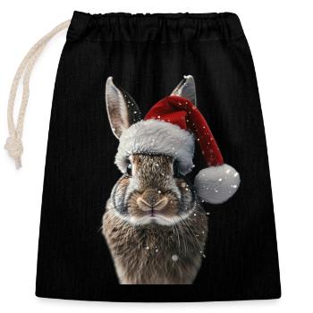 Rabbit - Closable cotton gift bag (25x30cm) - black - Front