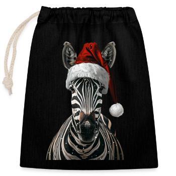 Zebra - Verschließbarer Geschenkbeutel aus Baumwolle (25x30cm) - Schwarz - Vorne