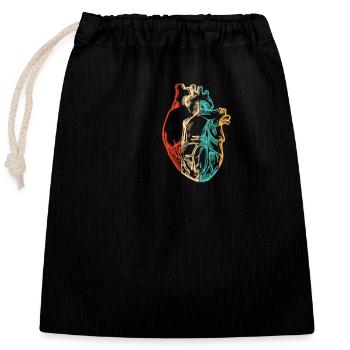Chirurgie du cœur Logo Emblème Stimulateurs cardiaques Cœur ouvert - Sac cadeau en coton avec cordon (25 x 30 cm) - noir - Devant
