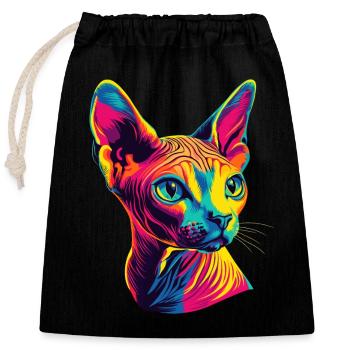 Sphynx Katze Sphynxkatze Canadian Cat Süße Sphinx - Verschließbarer Geschenkbeutel aus Baumwolle (25x30cm) - Schwarz - Vorne
