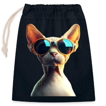 Sphynx Katze Sphynxkatze Canadian Cat Süße Sphinx - Verschließbarer Geschenkbeutel aus Baumwolle (25x30cm) - Navy - Vorne