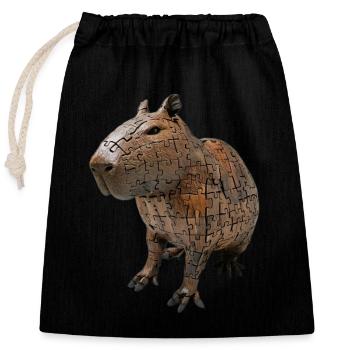 Wasserschwein - Verschließbarer Geschenkbeutel aus Baumwolle (25x30cm) - Schwarz - Vorne