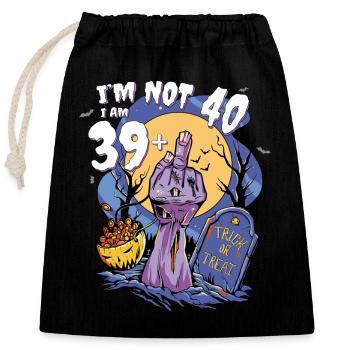 Effrayant 40e anniversaire - 39 + Zombie du majeur - Sac cadeau en coton avec cordon (25 x 30 cm) - noir - Devant