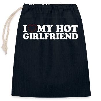 Petite amie Petite amie Relation Couple Amour Couple - Sac cadeau en coton avec cordon (25 x 30 cm) - bleu marine - Devant