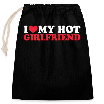 Petite amie Petite amie Relation Couple Amour Couple - Sac cadeau en coton avec cordon (25 x 30 cm) - noir - Devant