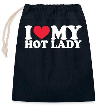 Petite amie Petite amie Relation Couple Amour Couple - Sac cadeau en coton avec cordon (25 x 30 cm) - bleu marine - Devant
