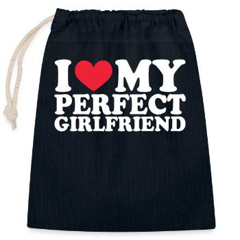 Petite amie Petite amie Relation Couple Amour Couple - Sac cadeau en coton avec cordon (25 x 30 cm) - bleu marine - Devant