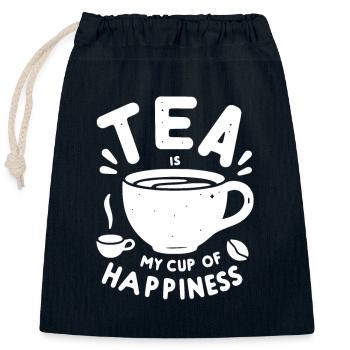 Le thé est ma tasse de bonheur - Sac cadeau en coton avec cordon (25 x 30 cm) - bleu marine - Devant