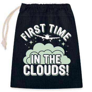 Mon premier voyage en avion Première fois en vol - Sac cadeau en coton avec cordon (25 x 30 cm) - bleu marine - Devant