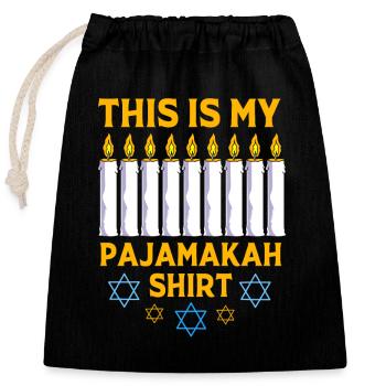 Chanukkah - Verschließbarer Geschenkbeutel aus Baumwolle (25x30cm) - Schwarz - Vorne
