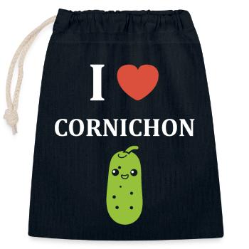 cornichon - Sac cadeau en coton avec cordon (25 x 30 cm) - bleu marine - Devant