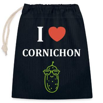 cornichon - Sac cadeau en coton avec cordon (25 x 30 cm) - bleu marine - Devant