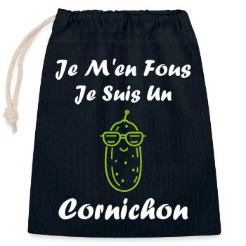 cornichon - Sac cadeau en coton avec cordon (25 x 30 cm) - bleu marine - Devant