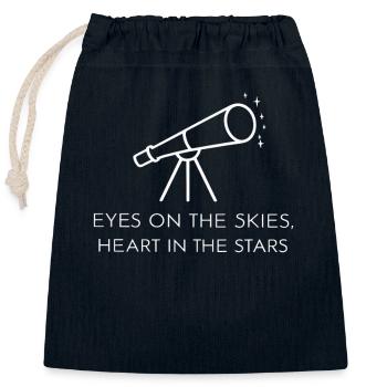 Eyes to the heavens, heart in the stars - - Closable cotton gift bag (25x30cm) - navy - Front